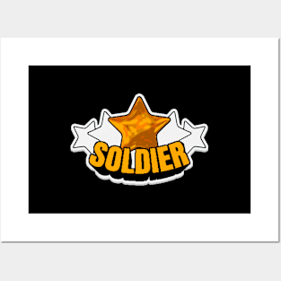 gold star soldier lettering word art Posters and Art